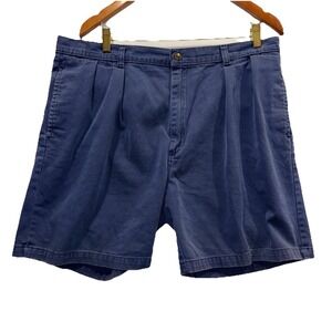 LL Bean 90s Vintage Pleated Front shorts mens 38 NAVY Blue Made‎ In USA T54